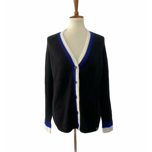 Court & Rowe Womens Stripe Trim Cardigan Sweater Button Up Black S Small - Picture 2 of 8